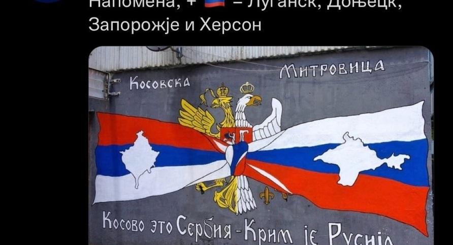 Ambasada ruse në RMV shpërndan postimin me mbishkrimin: “Kosova është Serbi, Krimea është Rusi”