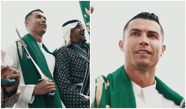 Cristiano Ronaldo me shpatë në dorë, feston ditën e themelimit të Arabisë Saudite