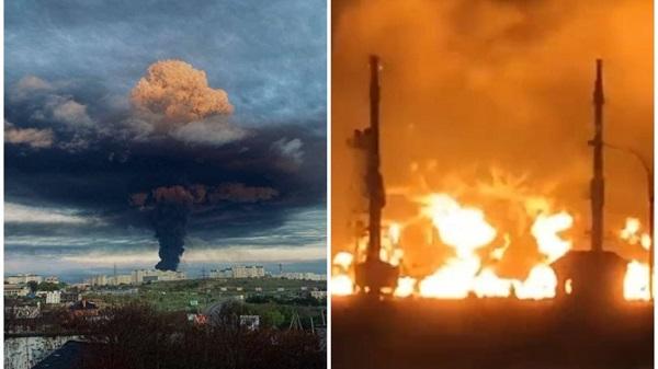 Dronët Ukrainas godasin katër rezervuarë karburanti në Krime, videot tregojnë flakët masive që përshkuan objektet (Video)