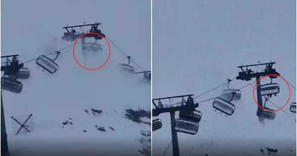 Turistët në teleferik tmerrohet nga erërat që i tundin të bllokuar për 30 minuta në veri të Italisë (Video)