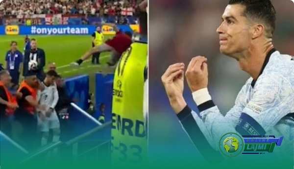 Tifozi i ekzaltuar hidhet nga tribuna për ta takuar, ndërsa Ronaldo shpëton për mrekulli