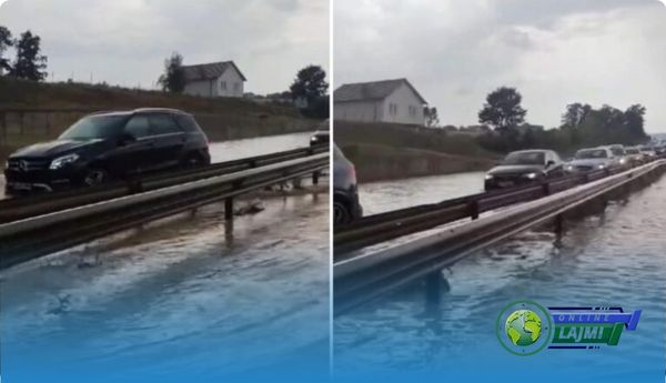 Bllokim trafiku në Komoran të Drenasit pas reshjeve të dendura të shiut