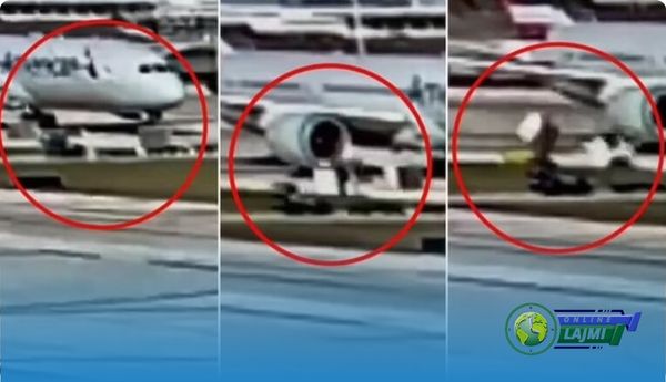 Momenti kur motori i një Boeing në Çikago “përpin” veturën që transportonte valixhet